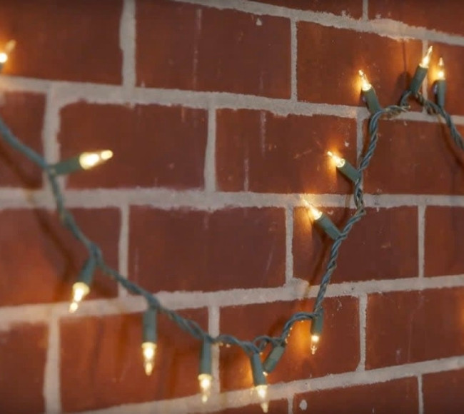 how to hang fairy lights on brick wall