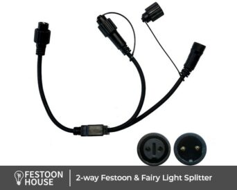 2 way Festoon Fairy Light Splitter Black 1 min