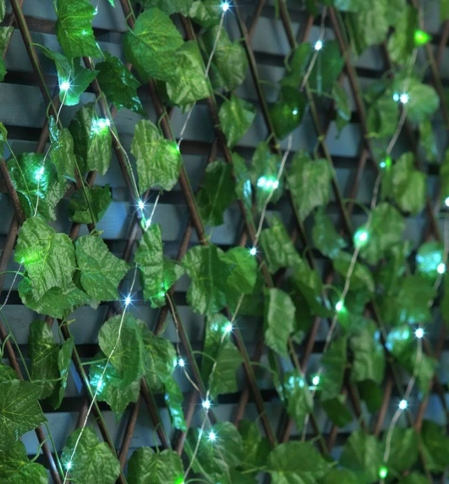 Artificial Fence Hedge with Fairy Lights Patio Lighting Ideas 1