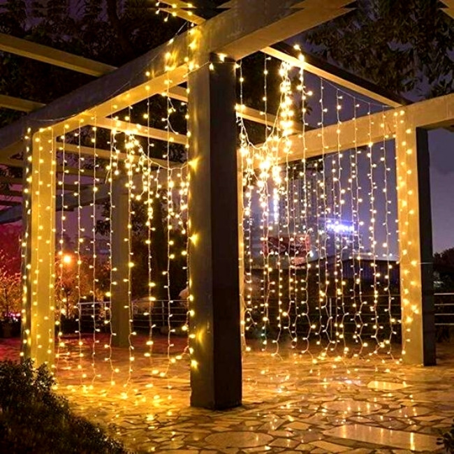 Icicle Waterfall Fairy String Curtain Lights   Pergola Lighting Ideas