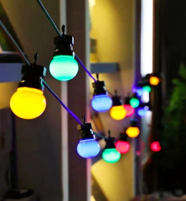Multi coloured String Party Lights on Your Rafters Patio Lighting Ideas 4