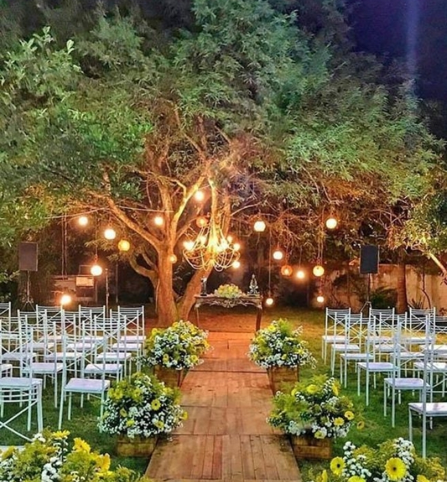 The big tree altar Wedding Lighting Ideas