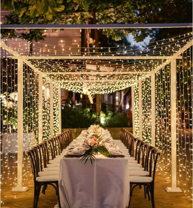 Vineyard Canopy Lights | 21 Stunning Wedding Lighting Ideas Using Festoon And Fairy Lights