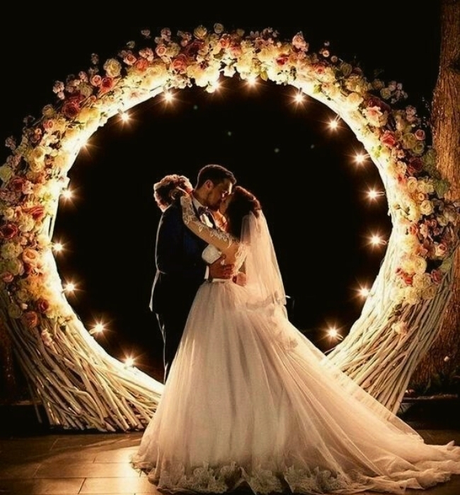Wedding Arch | 21 Stunning Wedding Lighting Ideas Using Festoon And Fairy Lights