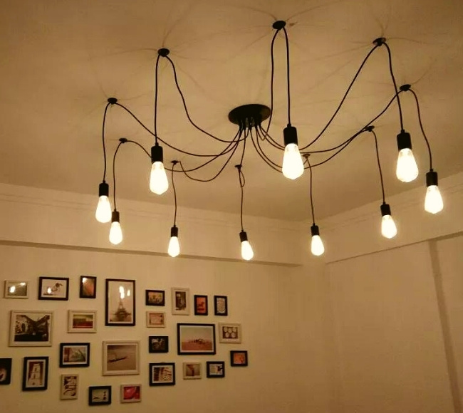 festoon pendant light chandelier hung on a ceiling | Whimsical Bedroom Hanging Pendant Lights Ideas