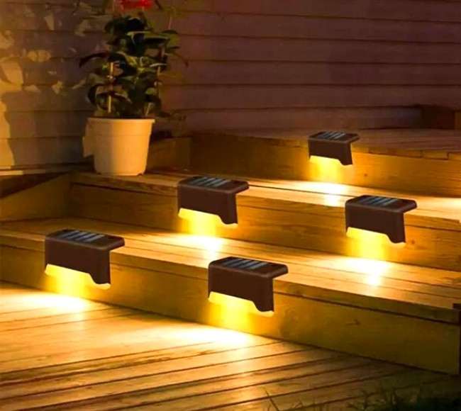 path lights installed on the stairs of verandah