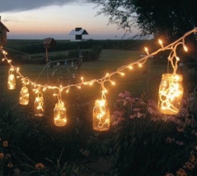luminescent glass jar string lights outdoor ideas