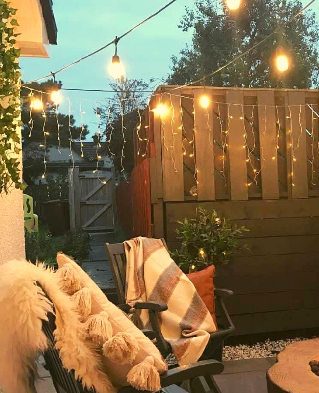 patio lighting combo string lights outdoor ideas