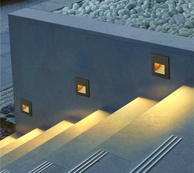 wall embedded led footlights landscape lighting ideas