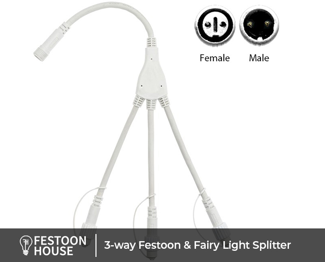 3 way Festoon Fairy Light Splitter white 2