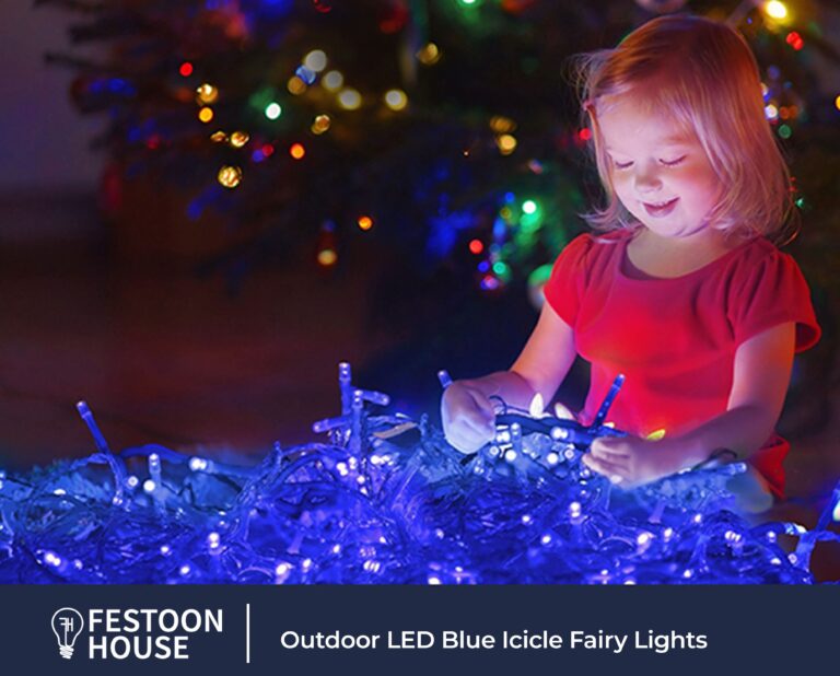 Outdoor LED Blue Icicle Fairy Lights 8 min