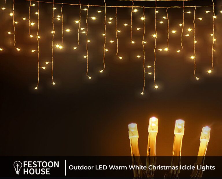 Outdoor LED Warm White Christmas Icicle Lights min