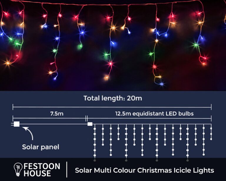 Solar Multi Colour Christmas Icicle Lights 3 min