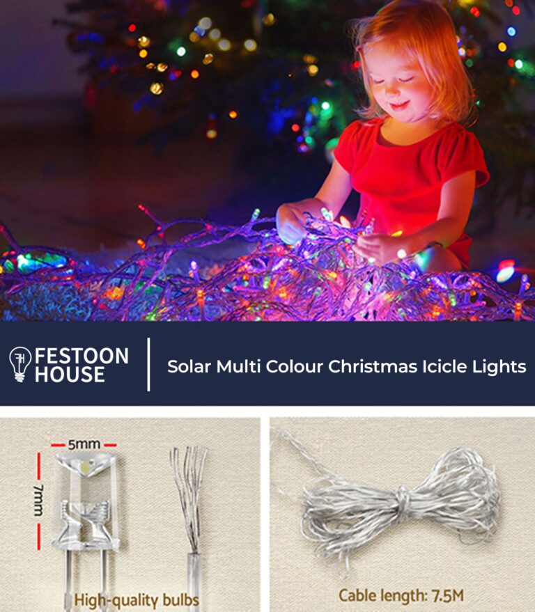 Solar Multi Colour Christmas Icicle Lights 8 min