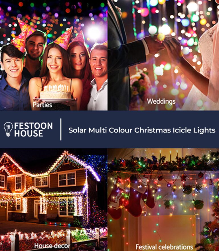 Solar Multi Colour Christmas Icicle Lights 9 min