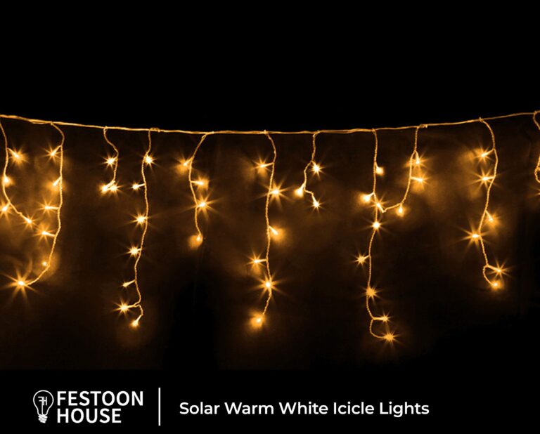 Solar Warm White Icicle Lights 3 min