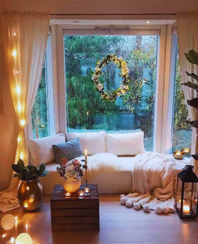 floral wreath how to decorate fairy lights in bedroom