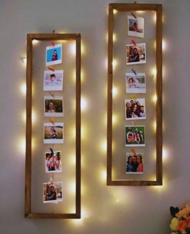 wooden frame how to decorate fairy lights in bedroom