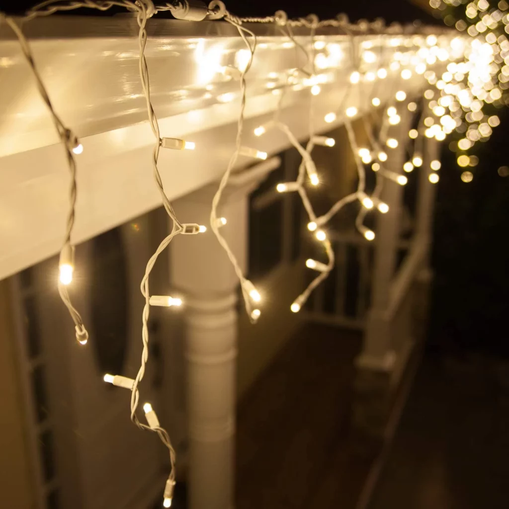 Commercial White Cable Icicle Christmas lights